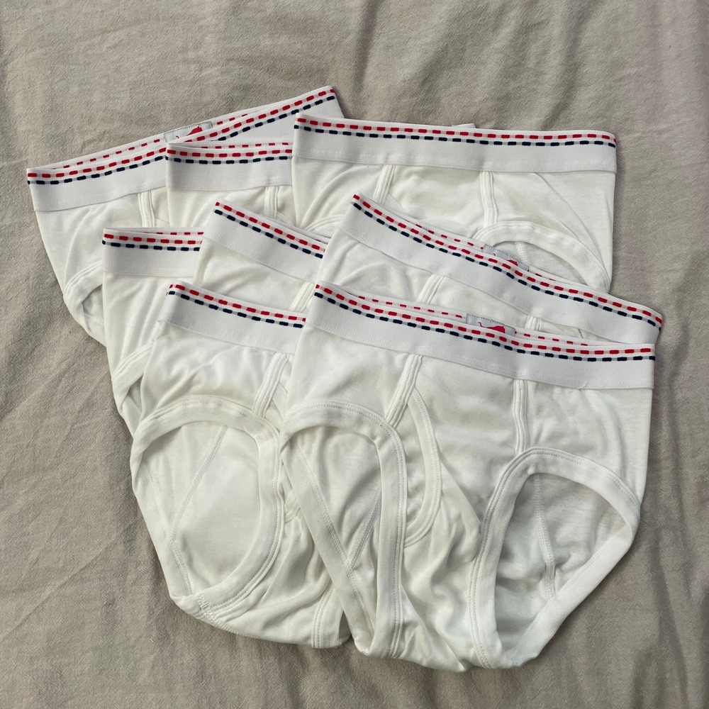 Tiger Briefs Boys 14-16 White 8 Pack Red Blue Dash Waistband